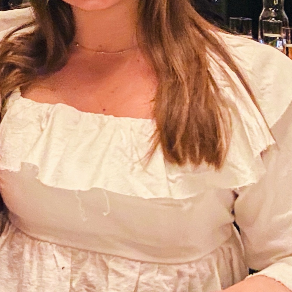 Free People White Ruffled Top